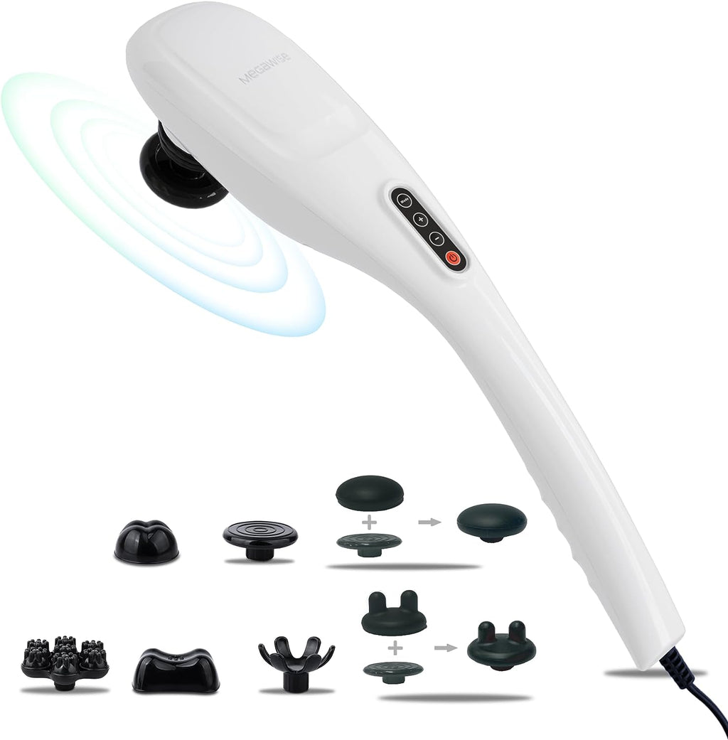 MEGAWISE Stylish Handheld Back Massager with Powerful Motor and 5 Different Nodes, Deep Tissue Massager, Relax Shoulders, Neck, Back, Muscle, Arms, Legs