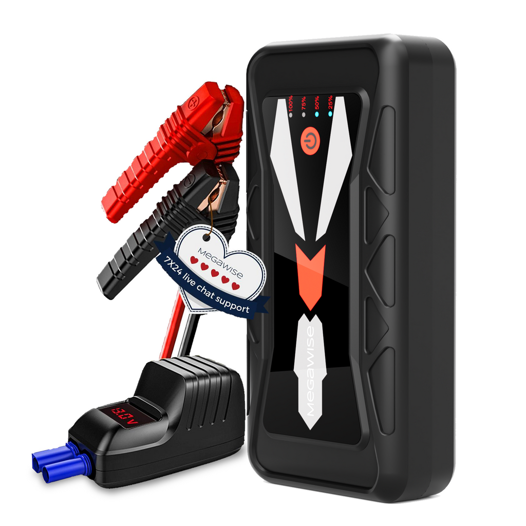 MEGAWISE 1500A Peak Car Jump Starter, 16800mAh Portable Battery Booster for Up to 7L Gas & 5L Diesel Engines, 12V Power Pack with Dual USB & LED Flashlight, 2023 Upgraded, Ultra-Safe Design