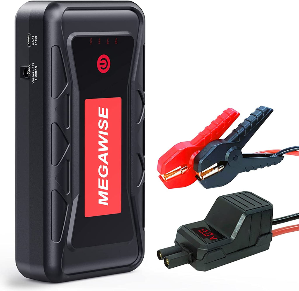 MEGAWISE 2500A Peak 21800mAh Car Jump Starter, Portable Power Pack for Up to 8.0L Gas & 6.5L Diesel Engines, with LCD Display, Type-C Fast Charging & Multi-Mode LED Flashlight