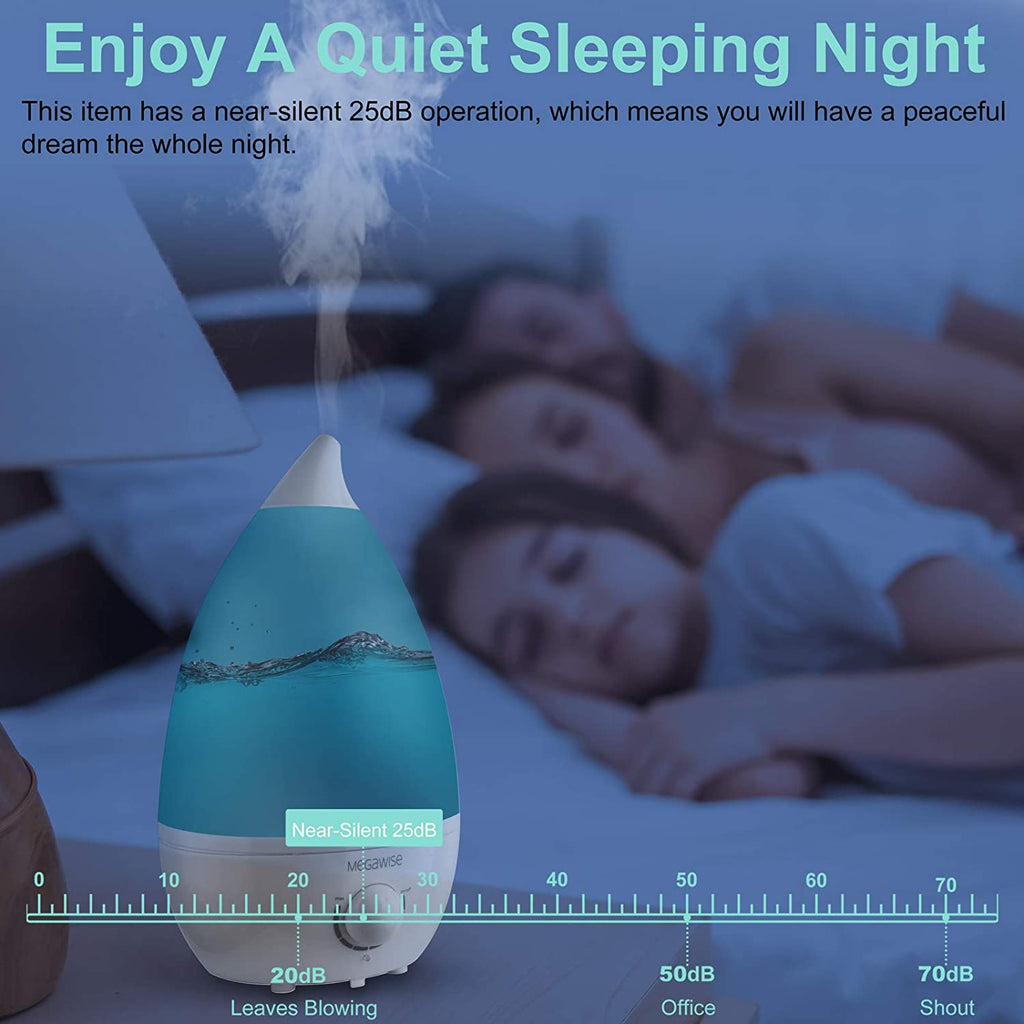 MEGAWISE 1.5L/0.53 Gal Cool Mist Humidifiers, Essential Oil Diffuser with Adjustable Mist Output, 25dB Quiet Ultrasonic