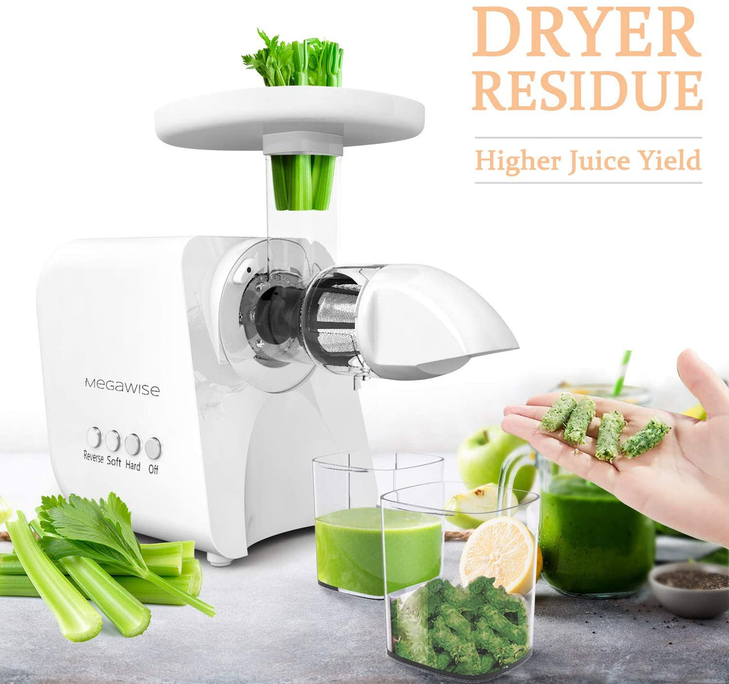 MEGAWISE Slow Masticating Juicer 9 Segment Spiral 2 Speed Modes 50dB Quiet Motor