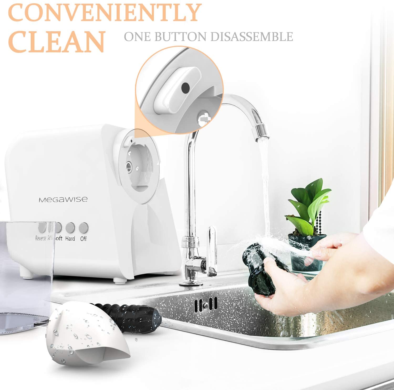 MEGAWISE Slow Masticating Juicer 9 Segment Spiral 2 Speed Modes 50dB Quiet Motor