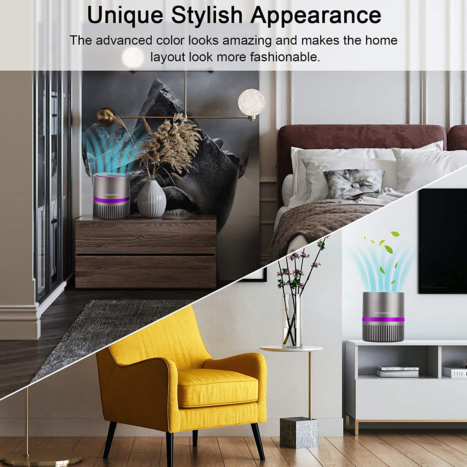 MEGAWISE EPI810 Desktop Air Purifier, True HEPA Filter Air Cleaner Updated 2022 Version